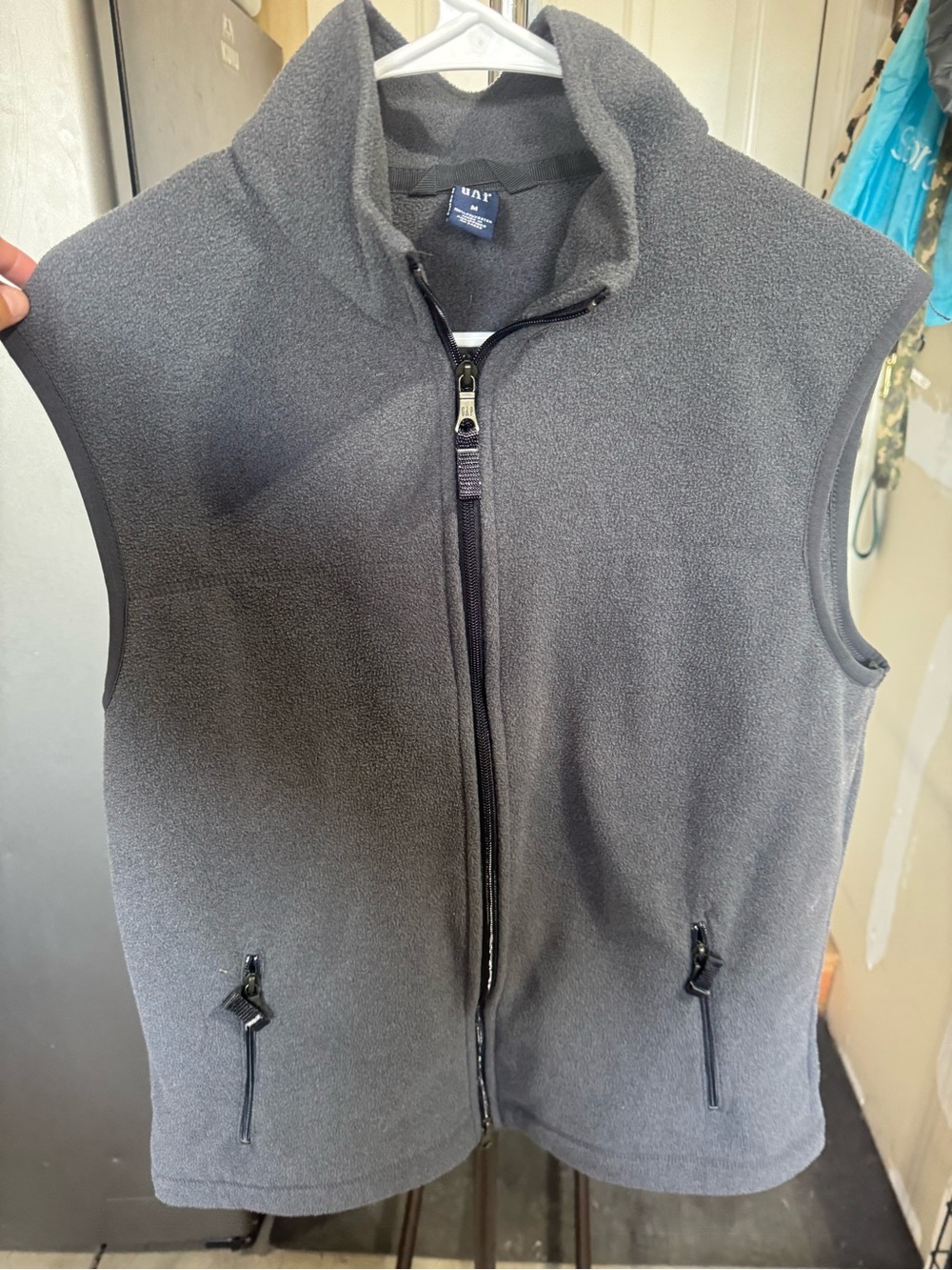 Vintage Men's GAP Charcoal Gray Fleece Vest with Full Zip